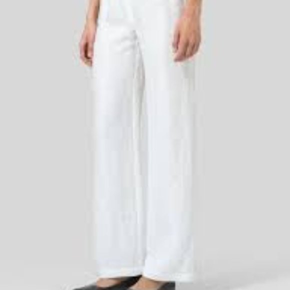 Grade&Gather 100%  Linen white woman straight leg pant 4 pockets  size Medium - Picture 1 of 9